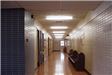 Hall of Justice - May 2001 - fifth floor hallway with bench