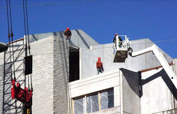Balcom's Cove Condominiums - February 22 2002 - working on top of building