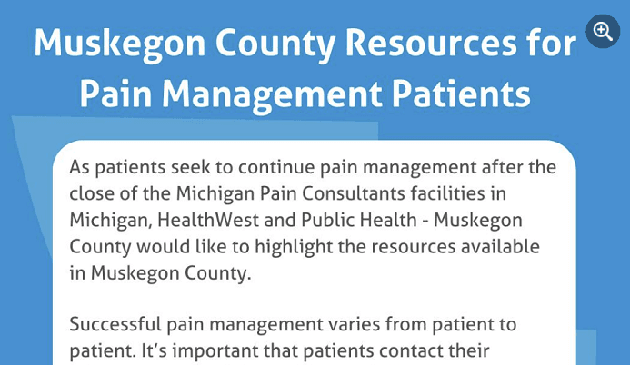 Muskegon County resource list for patients needing pain management 